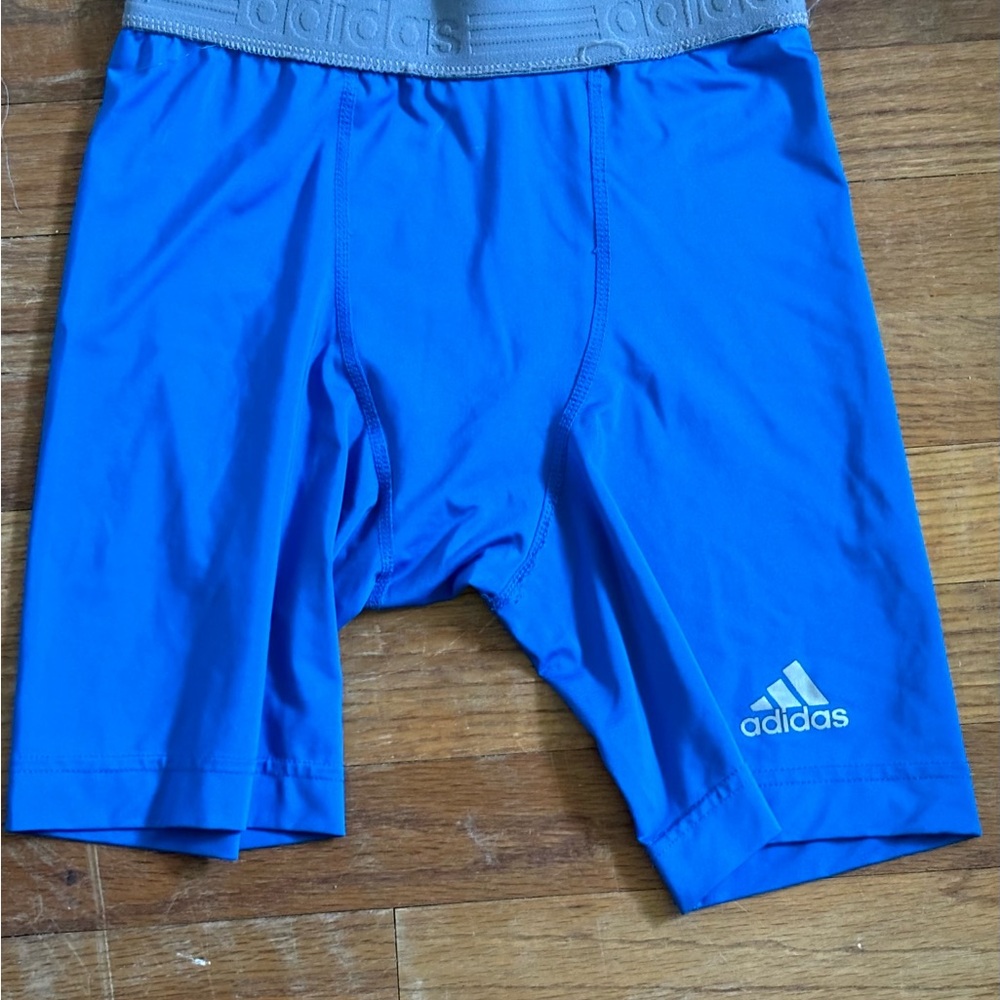 blue adidas biker shorts women! size small